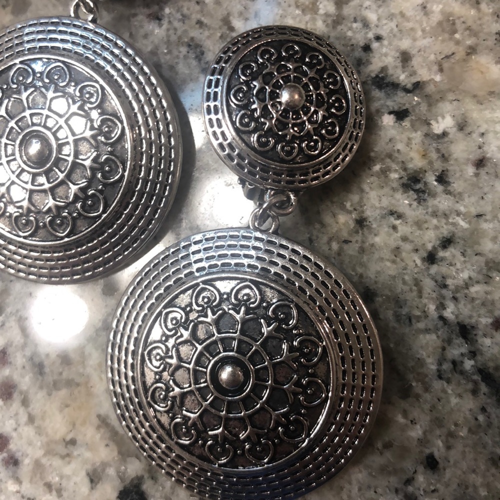 3/ $30 Silver Double Medallion Earrings